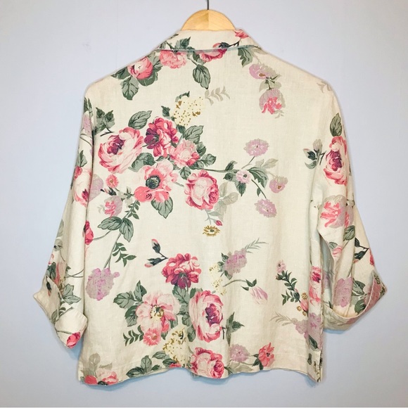Carol Anderson Collection Linen Vintage Floral Button Blazer Jacket Size Medium - Picture 2 of 16
